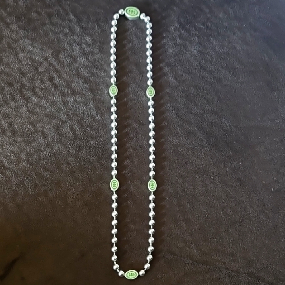 Beaded Interlocking GG Necklace